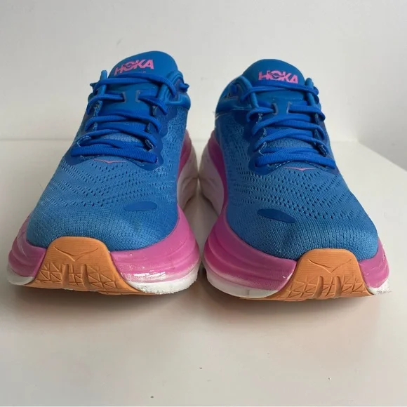 Hoka Bondi 8 Running Shoes Women's Size 10B Blue Pink Sneakers Gym - Picture 3 of 12